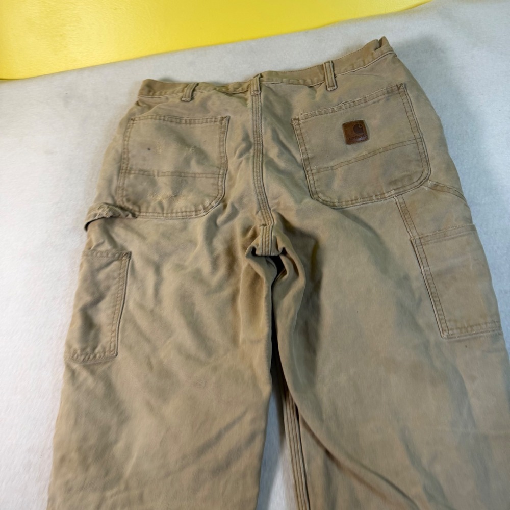 Carhartt Mens B11 BRN‎ Flannel Lined Dungaree Carpenter Work Pants Brown 34x34